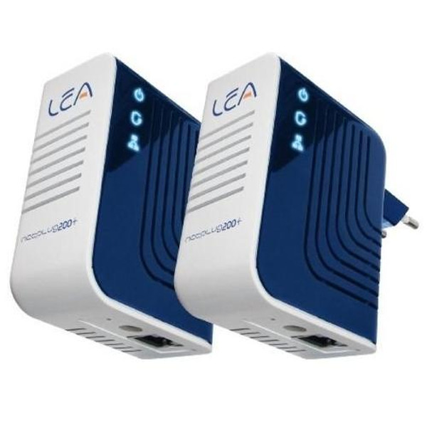 Omenex 491983 200Mbit/s Ethernet LAN Blue,White 2pc(s) PowerLine network adapter