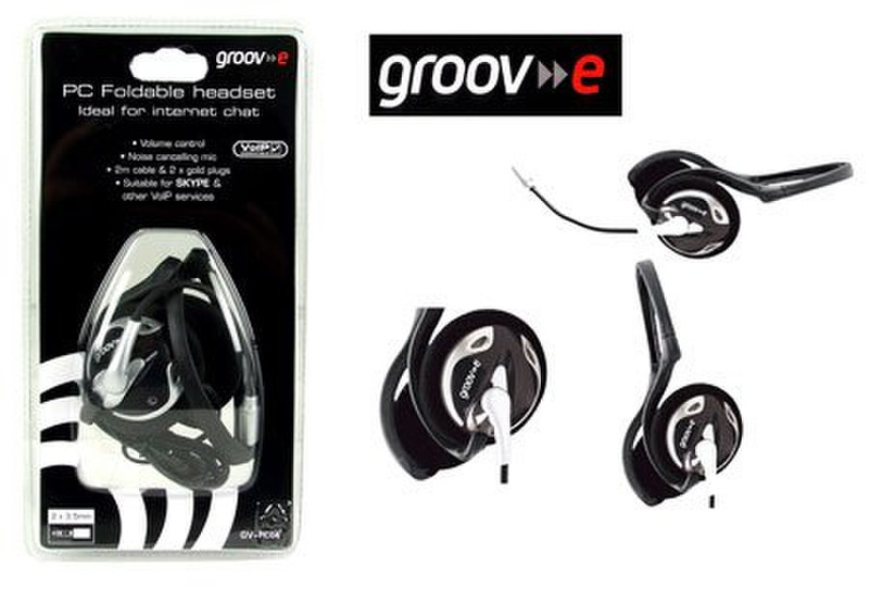 Groov-e GVPC04 Binaural Kopfband Schwarz, Weiß Mobiles Headset
