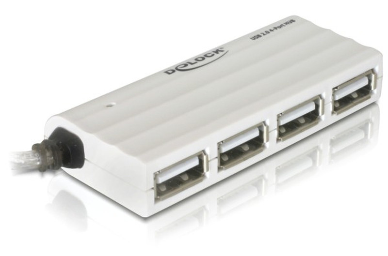 DeLOCK USB 2.0 external 4-port HUB 480Мбит/с Белый хаб-разветвитель