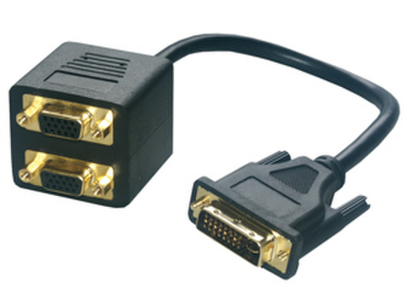 MCL Adaptateur EN Cable DVI-I M / 2xHD15 FM 0.3m DVI-I 2 x VGA (D-Sub) Schwarz