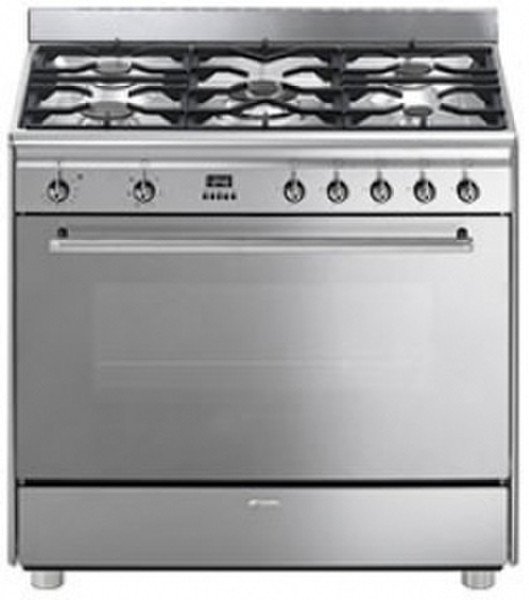 Smeg GA91CTX Freestanding Gas hob B Stainless steel cooker