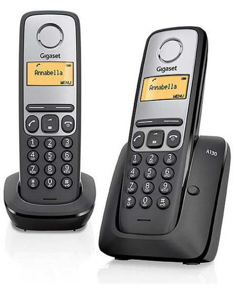 Gigaset A130 Duo DECT Caller ID Black,Silver