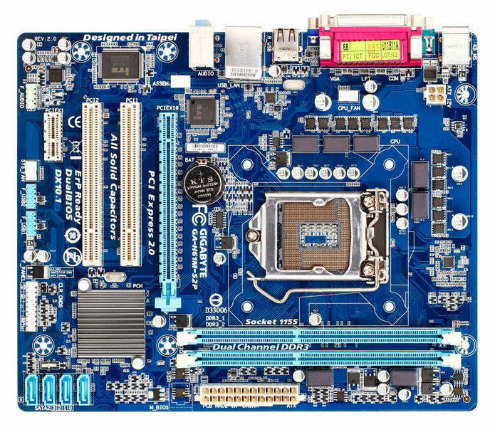 Gigabyte GA-H61M-S2P Intel H61 Socket H2 (LGA 1155) Микро ATX материнская плата