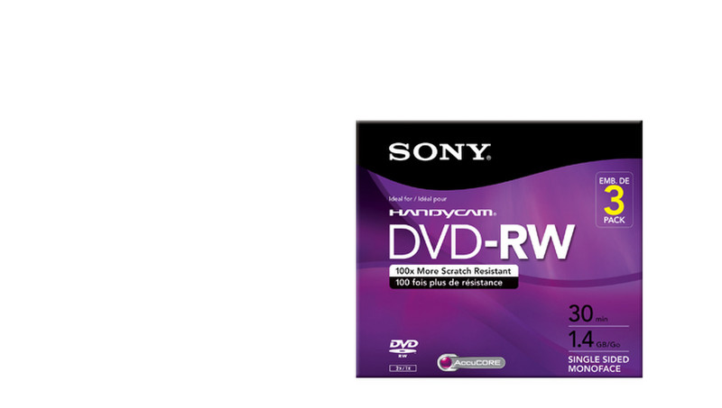 Sony 3DMW30R2HC 1.4ГБ DVD+RW 3шт чистый DVD