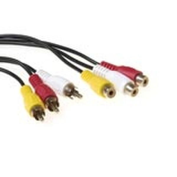 Intronics AV Connection Cable 3 x Cinch Male - 3 x Cinch Female 15.0m 15m Schwarz Composite-Video-Kabel