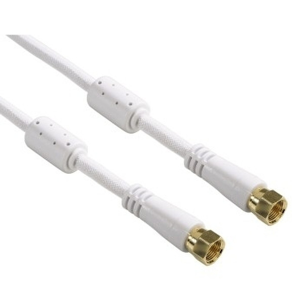 Hama SAT Connection Cable, F-plug - F-plug, 95 dB, 1.5 m 1.5m F-Male Plug F-Male Plug White coaxial cable