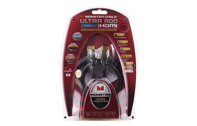 Monster Cable Ultra Series 800 HDMI Video Cable 1.2m Black HDMI cable