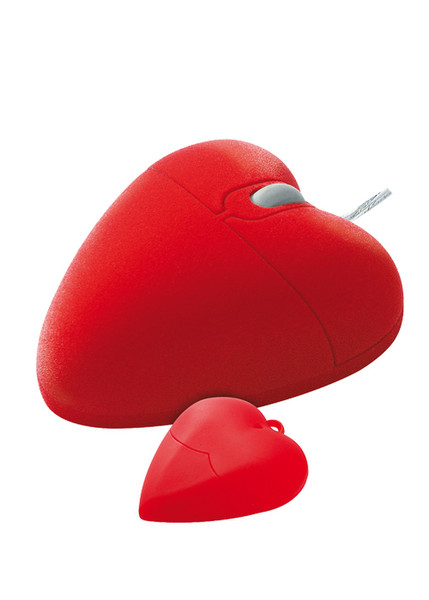 Pat Says Now Velvet Heart Set USB Оптический 800dpi Красный компьютерная мышь