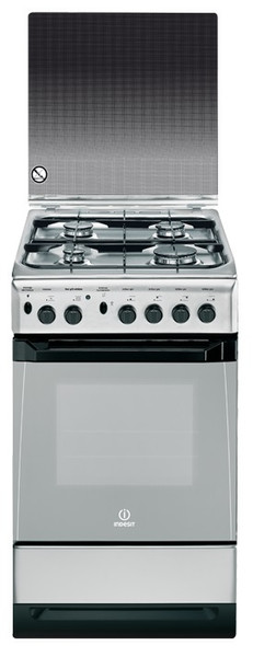 Indesit KN3G210S(X)/FR Отдельностоящий Gas hob Cеребряный кухонная плита