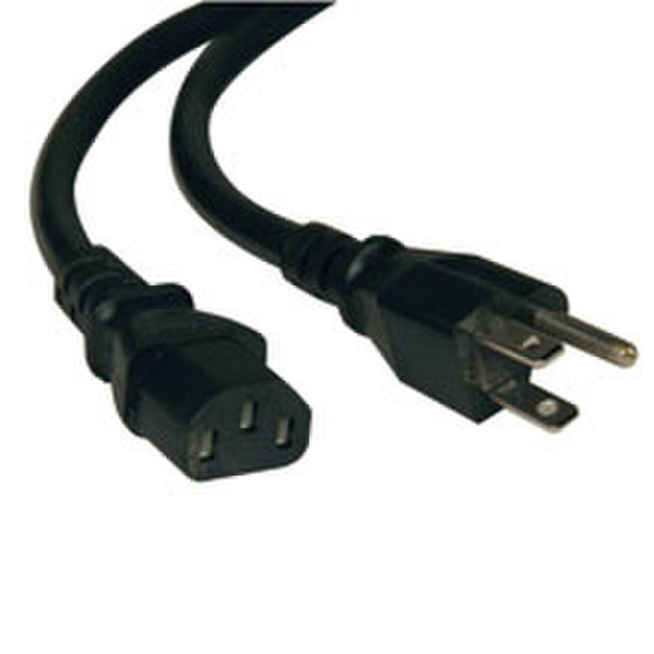 Micropac 10W1-51515-06 1.8m NEMA 5-15P C15 coupler Black power cable