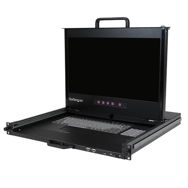StarTech.com 1U 17" HD 1080p Dual Rail Rackmount LCD Console w/ Fingerprint Reader and Front USB Hub