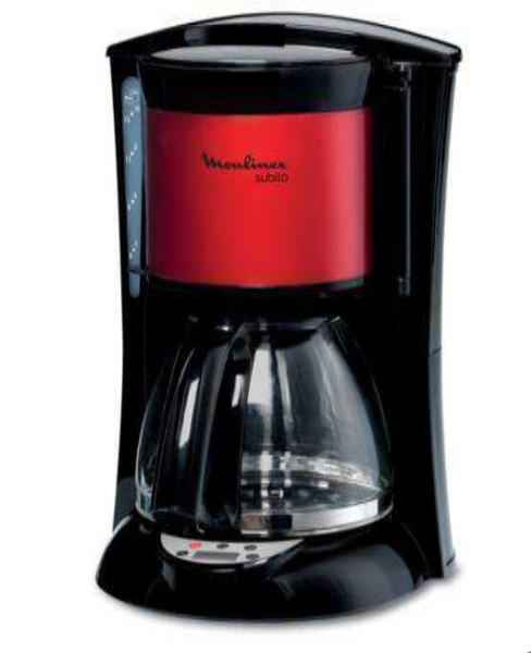 Moulinex Subito Отдельностоящий Капельная кофеварка 15чашек Черный, Красный