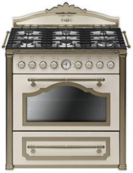 Smeg CC9GPO Freestanding Gas hob B Cream cooker