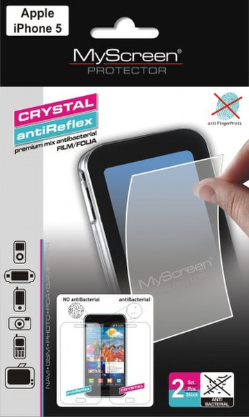 MyScreen AntiBacterial CRYSTAL + antiReflex f/ iPhone 5 Anti-glare iPhone 5 2pc(s)