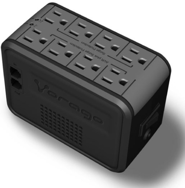 Vorago AVR-100 1000VA 8AC outlet(s) Compact Black uninterruptible power supply (UPS)