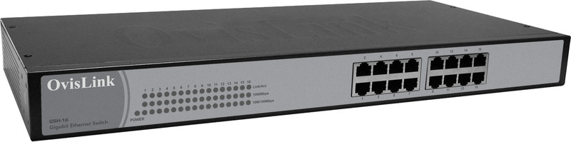 OvisLink GSH-16 Gigabit Ethernet (10/100/1000) Schwarz Netzwerk-Switch