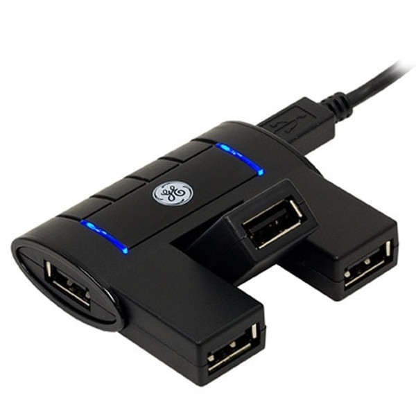 GE 98210 USB 2.0 480Мбит/с Черный хаб-разветвитель