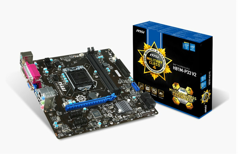 MSI H81M-P33 V2 Intel H81 Socket H3 (LGA 1150) Micro ATX Motherboard
