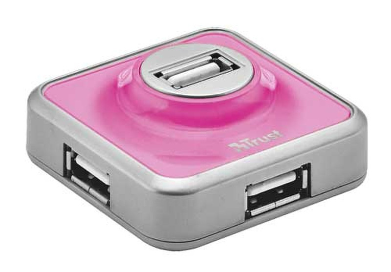 Trust 4 Port USB 2.0 Micro Hub - Pink, 4 Pack 480Mbit/s interface hub