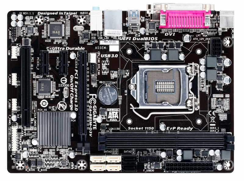 Gigabyte GA-B85M-D3V Intel B85 Socket H3 (LGA 1150) Micro ATX Motherboard