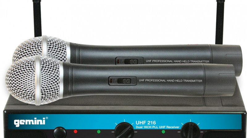 Gemini UHF-216M Stage/performance microphone Wireless Black microphone