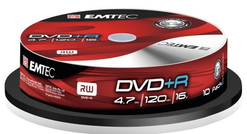 Emtec 4.7GB, 10 pack, 16x, DVD+R 4.7GB DVD+R 10Stück(e)