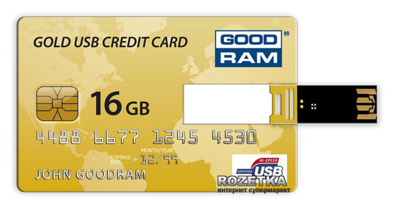 Goodram PD16GH2GRCCPR9 16ГБ USB 2.0 Золотой USB флеш накопитель