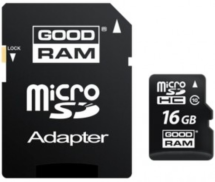 Goodram 16GB microSDHC Class 10 w/ microSD Adapter 16ГБ SDHC Class 10 карта памяти