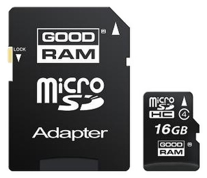 Goodram 16GB microSDHC Class 4 w/ microSD Adapter 16ГБ SDHC Class 4 карта памяти
