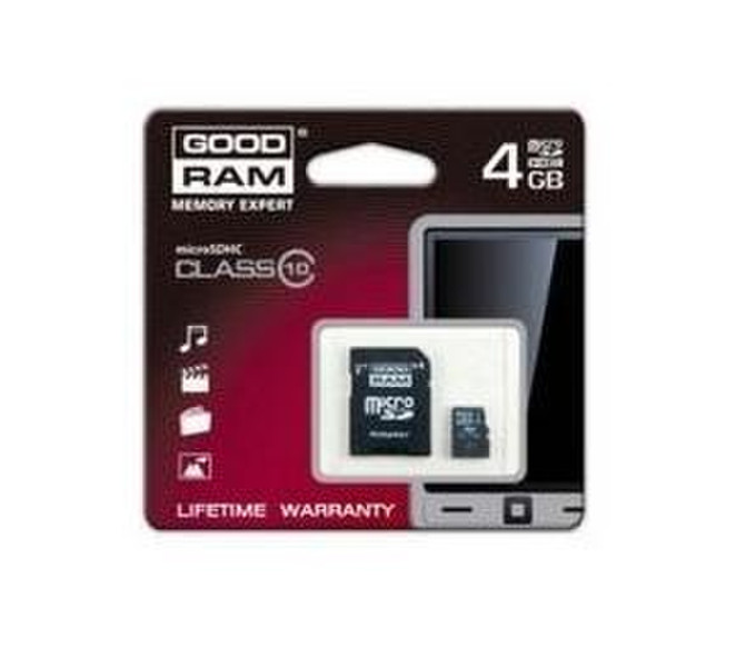 Goodram 4GB microSDHC Class 10 w/ microSD Adapter 4GB SDHC Class 10 Speicherkarte