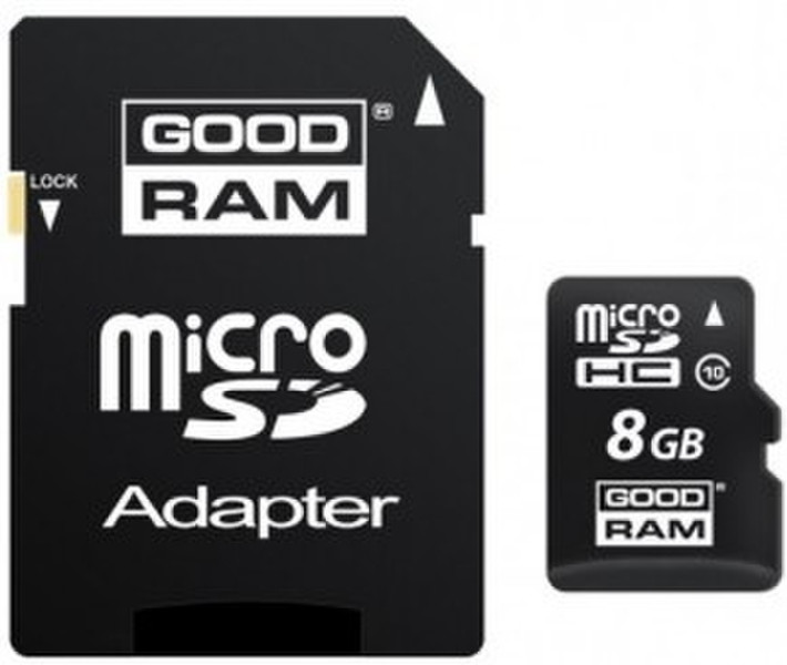Goodram 8GB microSDHC Class 10 w/ microSD Adapter 8ГБ SDHC Class 10 карта памяти
