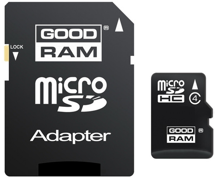 Goodram 8GB microSDHC Class 4 w/ microSD Adapter 8ГБ SDHC Class 4 карта памяти