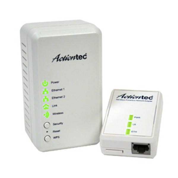 Actiontec PWR51WK01 500Mbit/s Eingebauter Ethernet-Anschluss WLAN Weiß 1Stück(e) PowerLine Netzwerkadapter