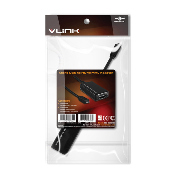 Vantec CBL-MUHDMI 2.45m Micro-USB HDMI Black