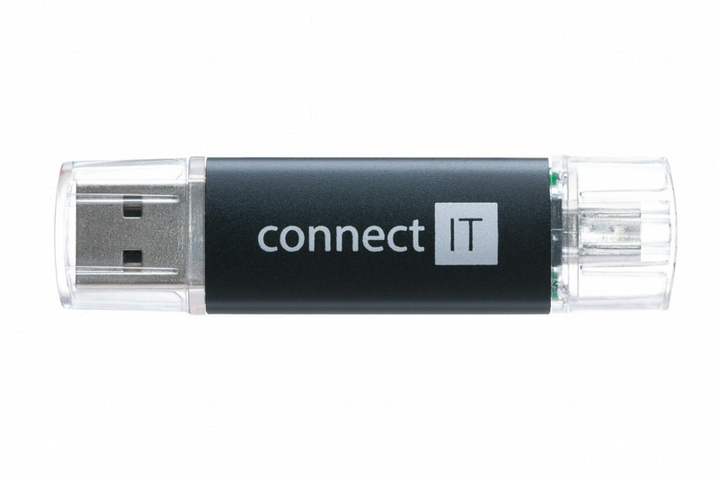 Connect IT OTG 16GB 16GB USB 2.0 Schwarz, Silber USB-Stick