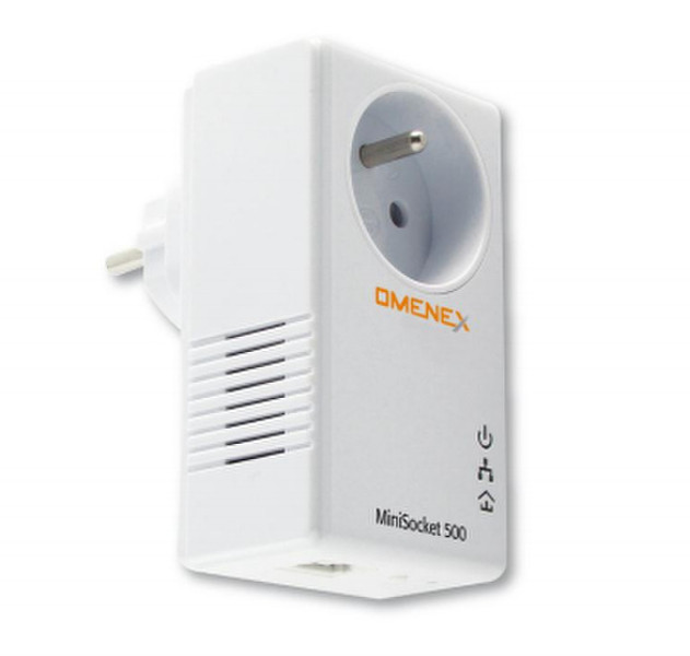 Omenex Mini-Socket 500+ DUO Eingebauter Ethernet-Anschluss Weiß 2Stück(e) PowerLine Netzwerkadapter