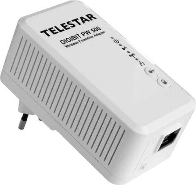 Telestar DIGIBIT PW 500 500Mbit/s Eingebauter Ethernet-Anschluss WLAN Weiß PowerLine Netzwerkadapter