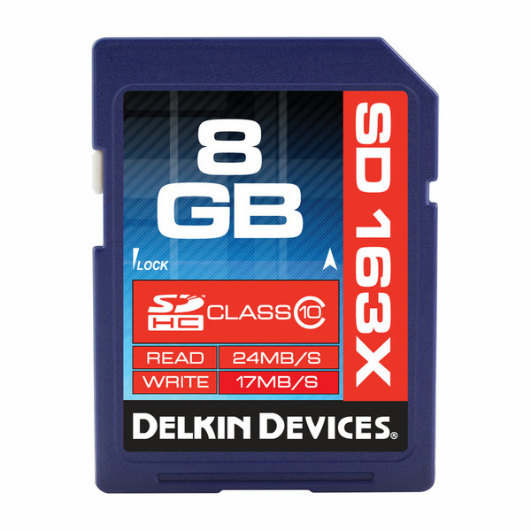 Delkin 8GB Class 10 SDHC 8ГБ SDHC Class 10 карта памяти