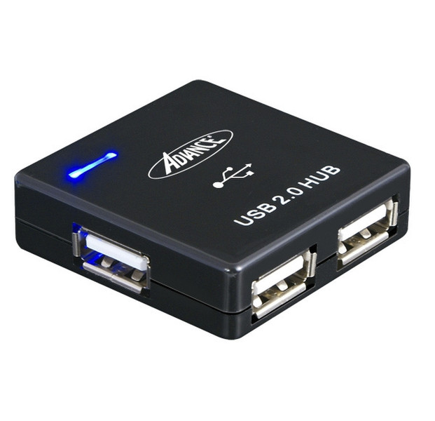 ADVANCE HUB-400B USB 2.0 480Мбит/с Черный хаб-разветвитель