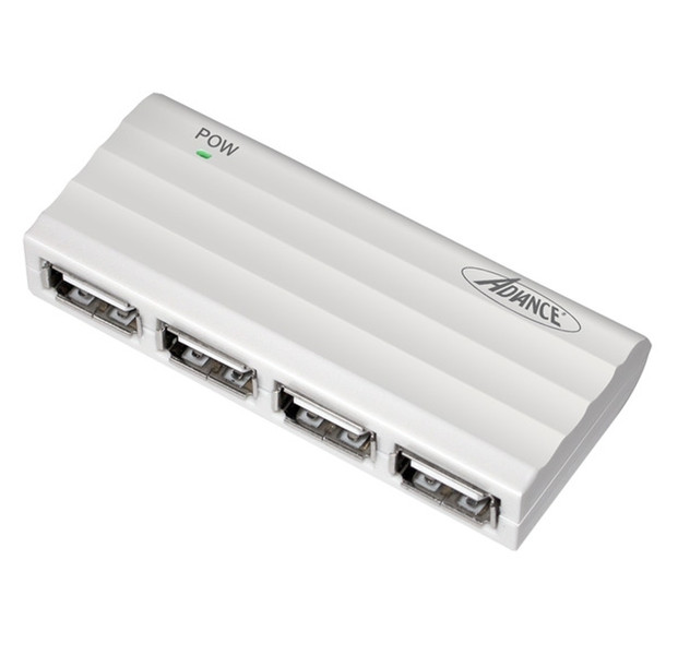 ADVANCE HUB-400S USB 2.0 480Мбит/с Белый хаб-разветвитель
