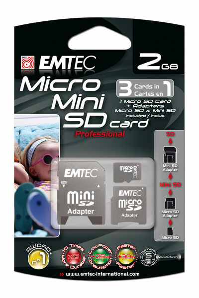 Emtec Micro-Mini-SD 2GB 3in1 2GB SD Speicherkarte