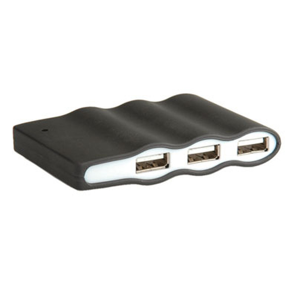ROLINE USB 2.0 Mini Hub Wave 480Мбит/с Черный хаб-разветвитель