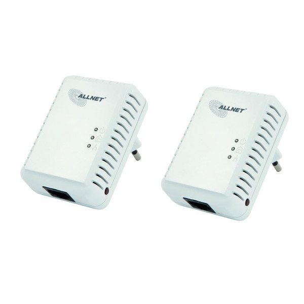 ALLNET ALL168205NANO-2 200Mbit/s Eingebauter Ethernet-Anschluss Weiß 2Stück(e) PowerLine Netzwerkadapter