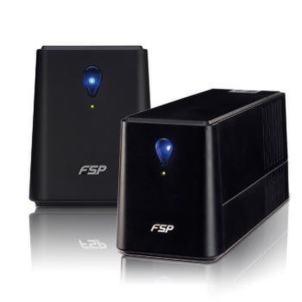 FSP/Fortron EP 650 Zeile-interaktiv 650VA 2AC outlet(s) Kompakt Schwarz Unterbrechungsfreie Stromversorgung (UPS)