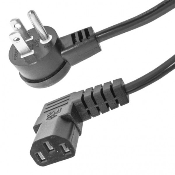 Calrad Electronics Right Angle 3 Prong Male to Right Angle IEC Female AC Power Cable, 18 Awg 1 Ft. Long
