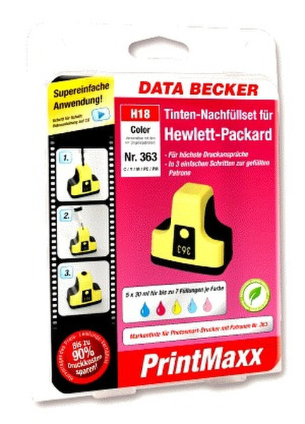 Data Becker Tinten-Nachfüllset für HP Nr. 363 Color (C, M, Y, PC, PM) Gelb Tintenpatrone