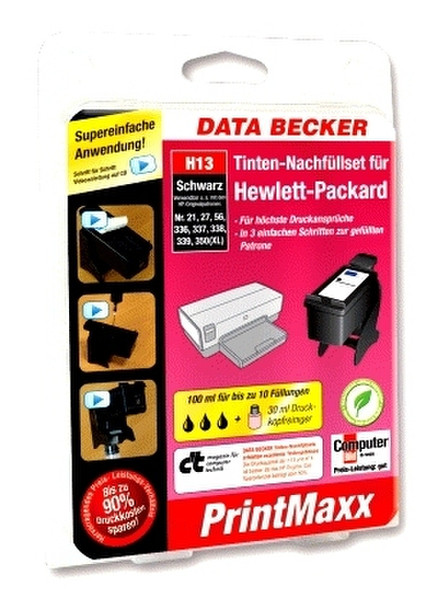 Data Becker H13 Refillkit für Hewlett-Packard-Patronen Nr. 21, 27, 56, 336, 337, 338, 339 & 350 (schwarz)