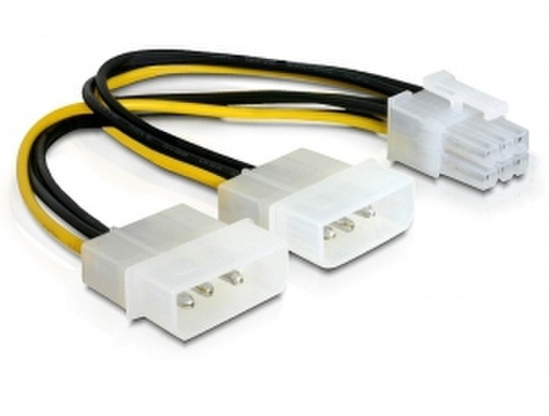 DeLOCK PCI Express Power Supply 6pin > 2x 5¼“ 0.15m Mehrfarben Stromkabel