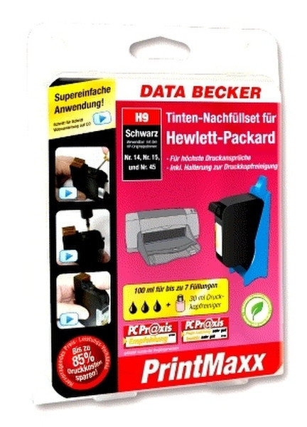 Data Becker H9 Tintennachfüllset für Hewlett Packard-Patronen (Schwarz)