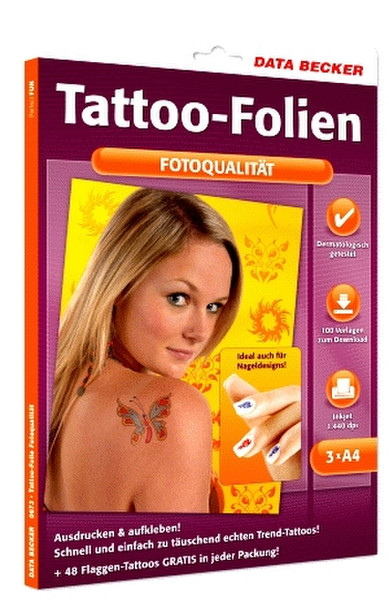 Data Becker Tattoo-Folien 3Blätter Transparentfolie